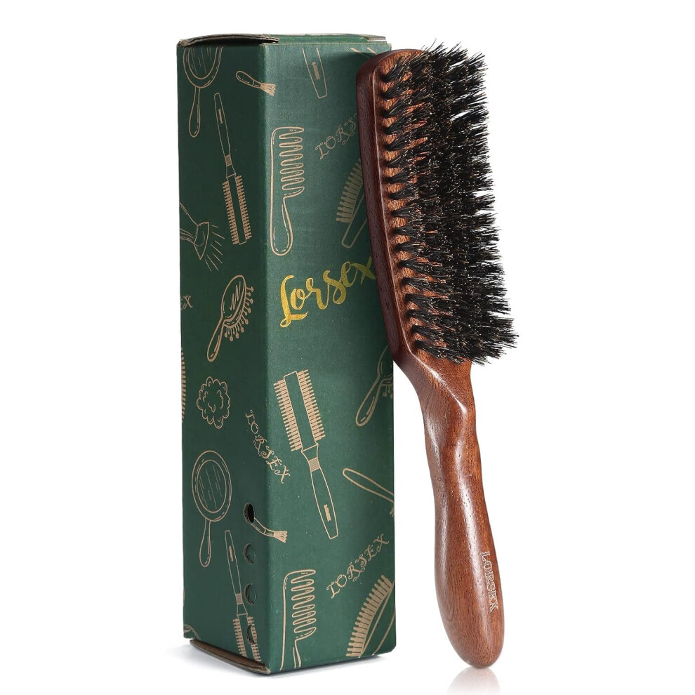 Brosse Cheveux Lorsex Pour Hommes En Poils De Sanglier Pour Cheveux Fins Et Moyens Brosse Cheveux En Poils De Sanglier Naturels Pour Le Coiff-image