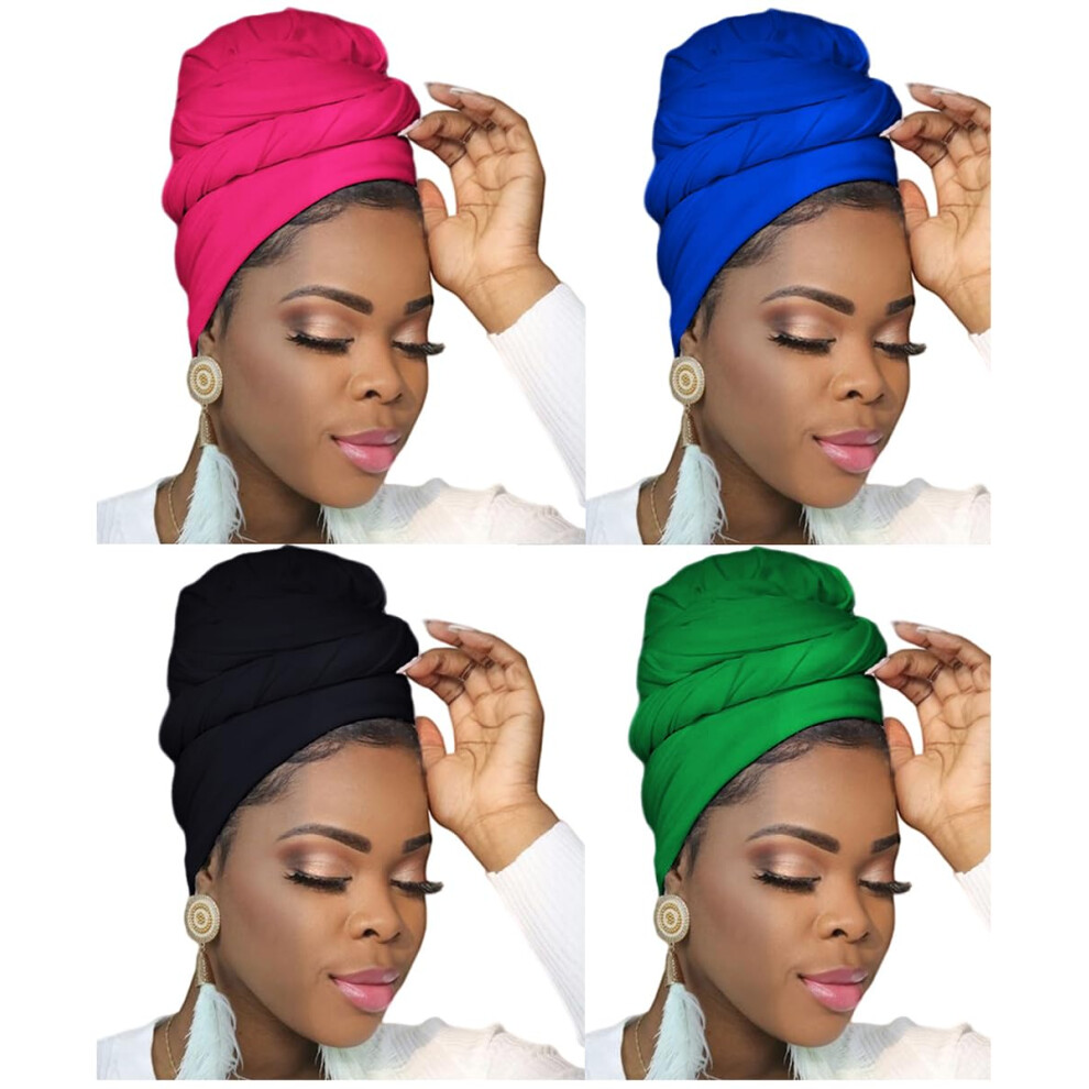 Foulard turban Ftoronaly pour femmes noires, en jersey extensible et doux, pour hijab (noir, vert vif, rose, rouge, bleu roi)