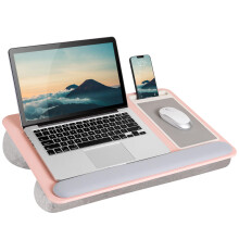 LAPGEAR Home Office Pro Lap Desk with Wrist Rest Mouse Pad and Phone Holder - Pink - Fits up to 15.6 Inch Laptops - Style No. 91604