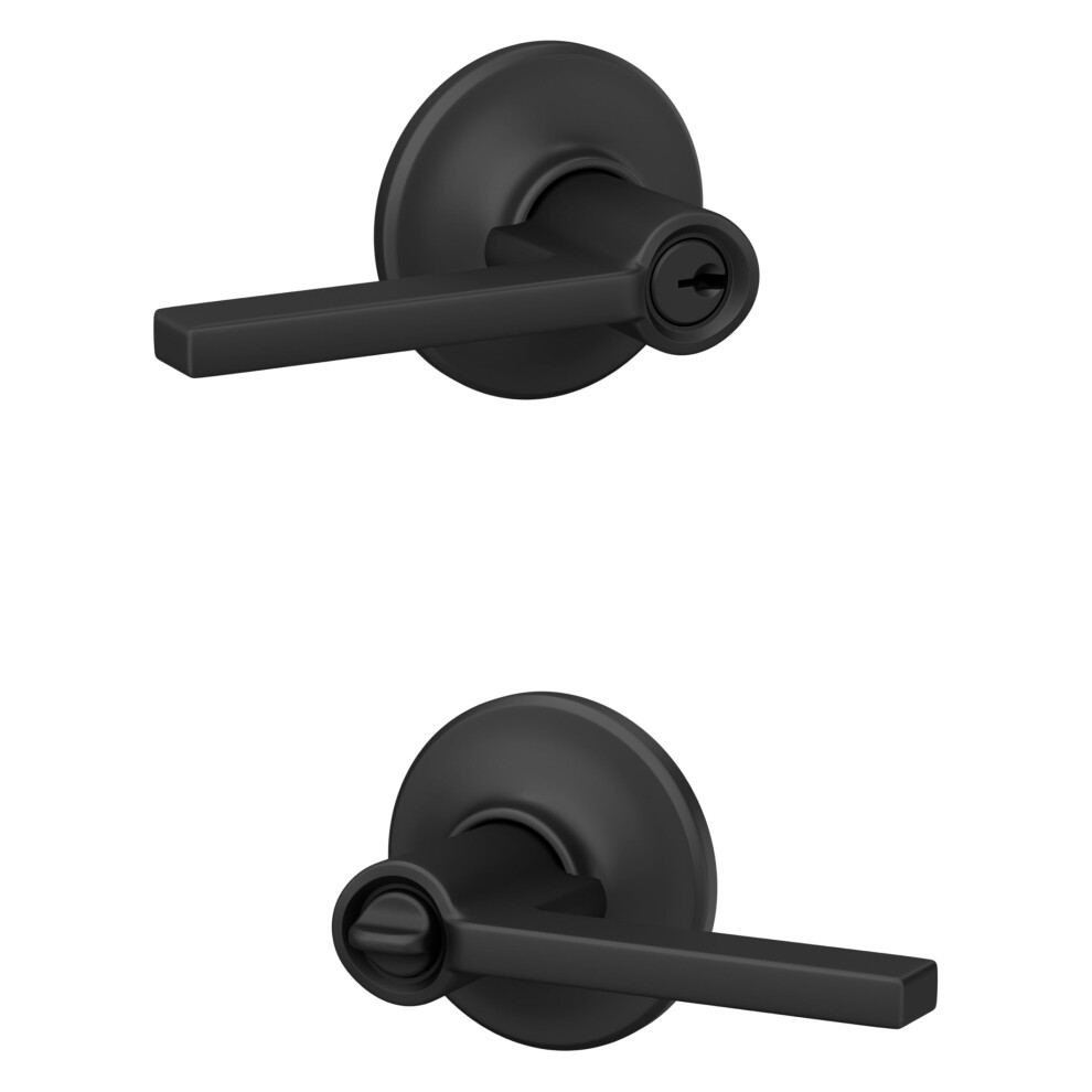 Schlage F51A LAT 622 COH Latitude Door Lever with Cohen Trim  Keyed Entry Lock  Matte Black-image-OPC-PFY8WW5-NEW