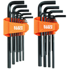 Klein Tools LS22 22-Piece Long Hex Key Set SAE and Metric Heat-Treated L Style Key Sizes 1/16-Inch to 3/8-Inch and 1.5 to 10mm