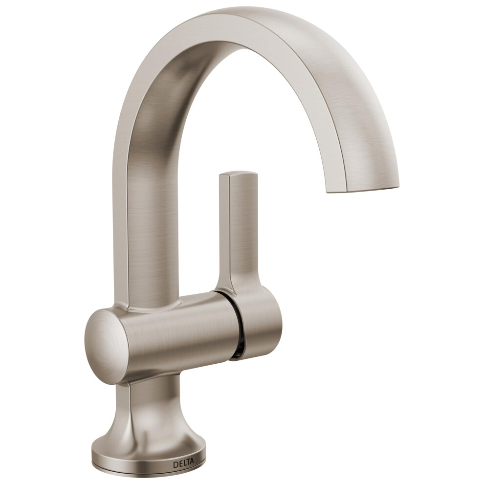 Photos - Tap Delta Faucet Albion Single Hole Bathroom Faucet Brushed Nickel Single Handle Bathroom Faucet Bathroom Sink Faucet Metal Push 