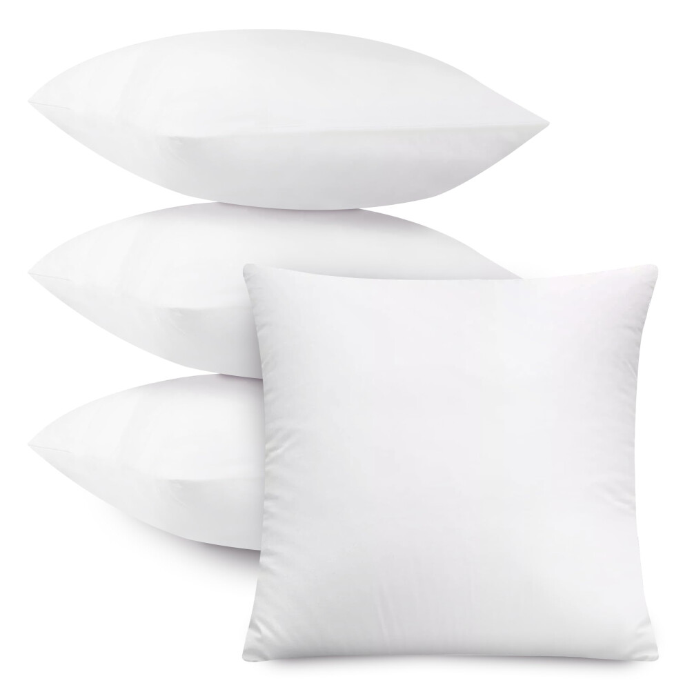 Coussins décoratifs en lin Hannah - Lot de 4 coussins décoratifs 22 x 22 - Coussins pour canapé et lit - Coussins blancs doux et confortables - C