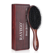 RAVEGO Hair Brush, Boar Bristles Hair Brush for Women Men Kids, Boar & Nylon Bristle Brushes for Smoothing Massaging Scalp Detangling Wet/Dry Hair, Re