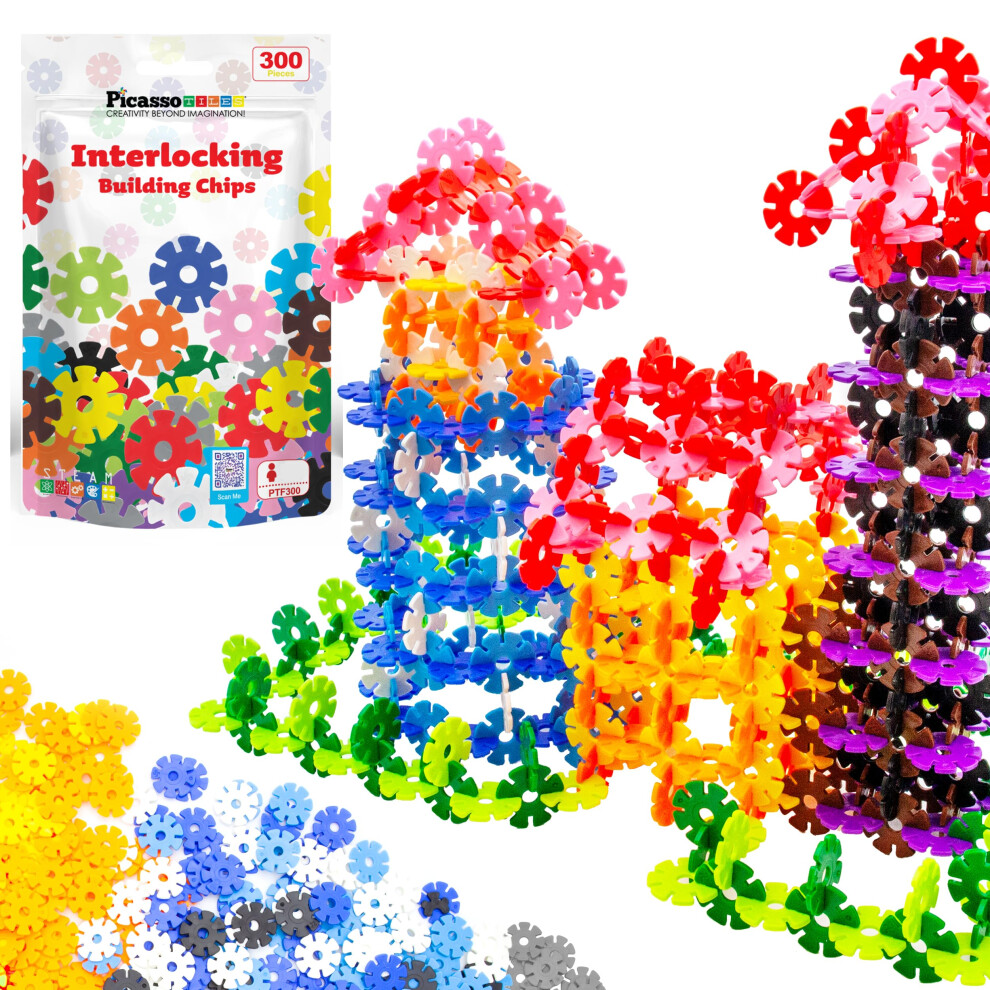 Photos - Other Toys PicassoTiles Construction Building Chips Block 300 Piece Set Interlocking Plastic Disc STEM Learning Toy Creative Education