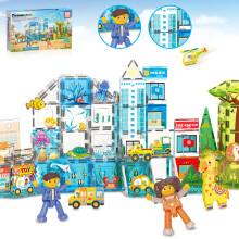 Picassotiles Magnetfliser Byggesten 3-i-1 Akvariumsafari Animal & Metro tema Playset med 24 karakter Actionfigurer