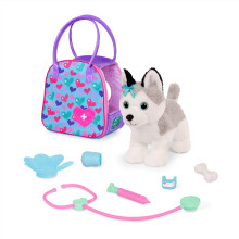 Pucci Pups - Plys Husky - Udstoppet dyr - Bretaske - Stetoskop Cast & More - Brn 3 r + - Husky & Vet Care Care