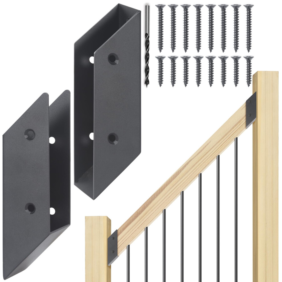Connecteurs de supports de garde-corps de terrasse en acier inoxydable WOCEPU 45 pour poteau en bois de garde-corps 2x4 15x35 r   el 2 Pai