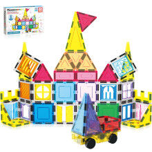 Picassotiles magnetiske fliser 61 stk magnet fliser byggestener byggeri sensorisk leget?j s?t med opbevaring b?retag draw string taske stam b?rn