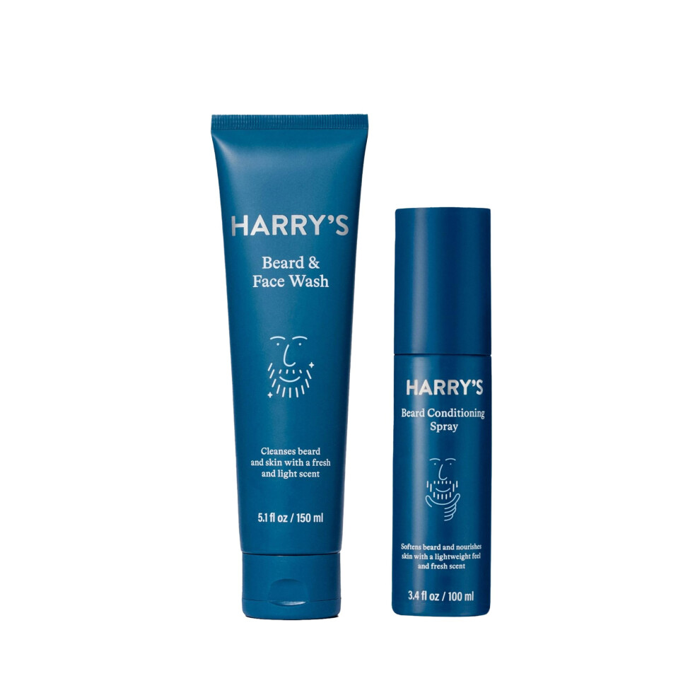 Harry Potter Harry's Beard Care Kit For Men, 5.1 Fl. Oz Beard & Face Wash And 3.4 Oz Beard Conditioning Spray
