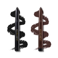 LAURA GELLER NEW YORK Kajal Longwear Kohl Eyeliner Pencil Duo - Deep Black & Smoky Taupe - Caffeine and Vitamin E - Smooth & Blendable Liner - Built-I
