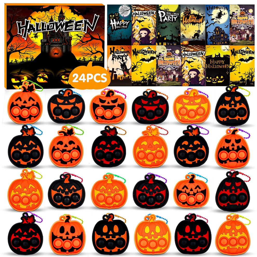 Halloween Party Favors for Kids 24 PCS Halloween Pumpkin Pop Fidget Toys Halloween Toys Treats for Kids Halloween Goodie Bag Stuffers Halloween Classr-image-OPC-PFYPGWP-NEW