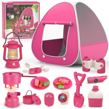 Campingset voor kinderen met tent - Pop-uptent Kinderen spelen tent Buitenspeelgoed Kampeergereedschap Set Cadeau voor meisjes Leeftijd 3 4 5 6 jaar