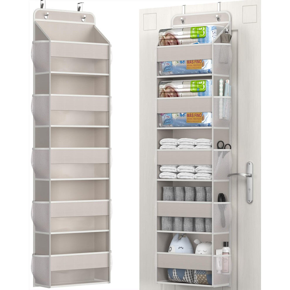 Hioya Over The Door Storage Organizer, RV Bathroom Organizer, Over The Door Organizer Camper Storage and Organization, 5 Shelf Hanging Over Door Organ