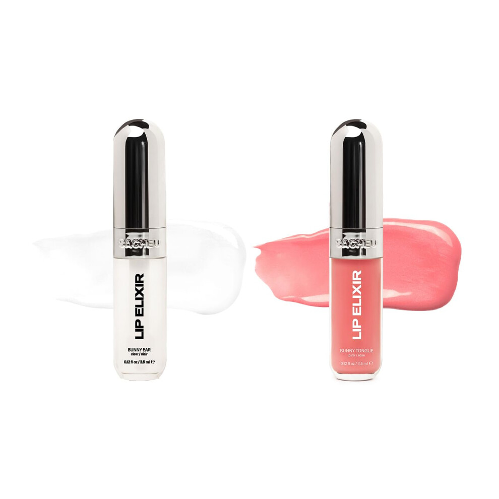 Sacheu Lip Elixir Nourishing Lip Glaze And Lip Tint Gloss Bundle. High-Shine Lip Gloss. Moisturizing Lip Gloss Enriched With Lip Oils For Hydrating Sm