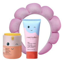 Kids Happy Morning DUO with Spa headband for Girls: Clean & Vegan Skin Care for Kids Bundle | Kids Skin Care Cloud Face Wash + SPF 20 Mineral Face Cre