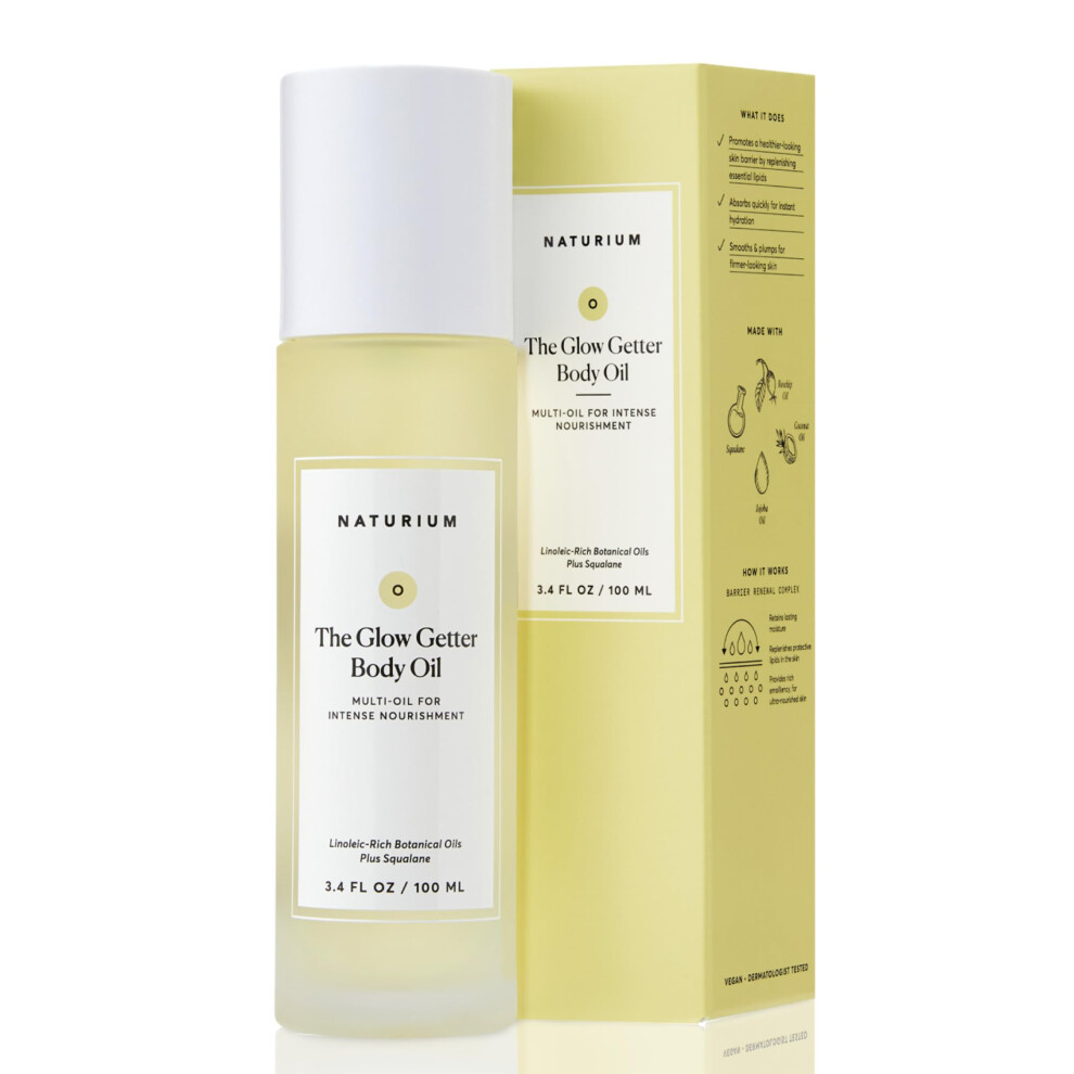 Naturio Naturium The Glow Getter Body Oil, Multi-Oil For Intense Nourishment, Hydrating & Moisturizing Formula, Vegan & Cruelty-Free, 3.4 Oz