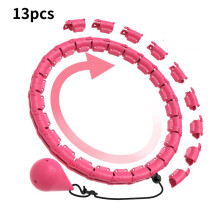 (Pink 13pc, Hollow) Hoop Hula Detachable Intelligent Womens Fitness Exercise Reducing Abdominal