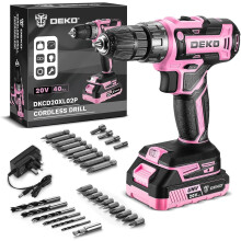 (Pink) Pink Cordless Drill 20V Electric Power Drill Set Tool for Women Drills Cordless with Battery and Charger Drill Driver 20 Volt Drill Driver Kit