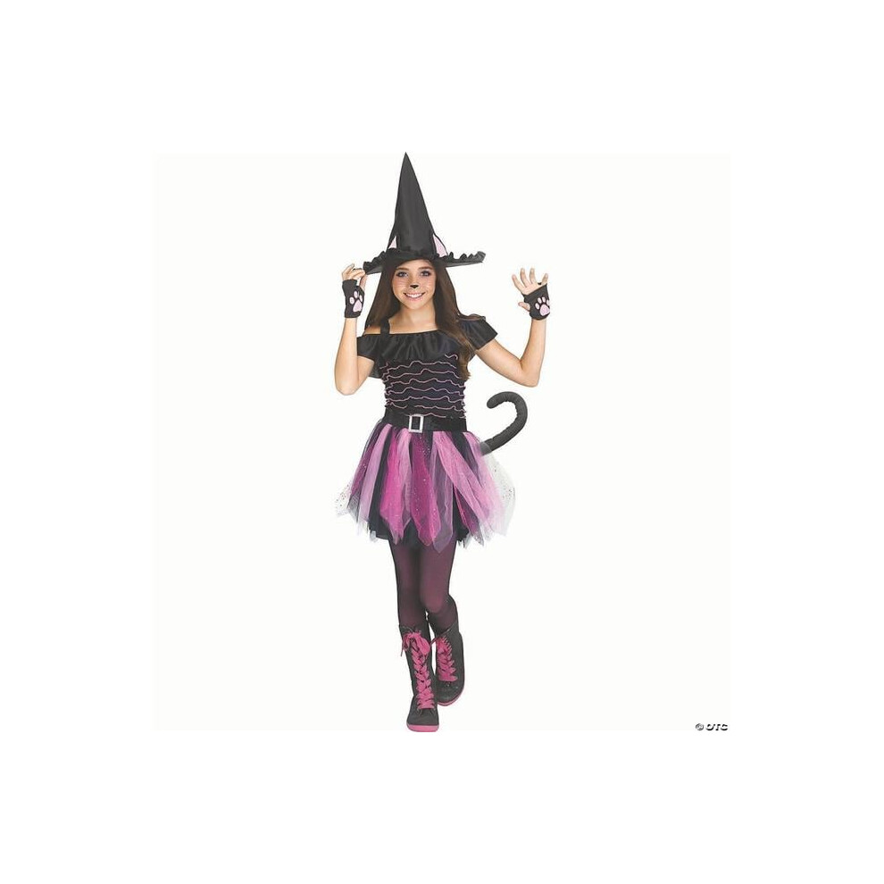 Photos - Fancy Dress Fun World FW126682M Girls Black Polyester Witch Kitty Costume - Medium 8-10 Black FW126682M