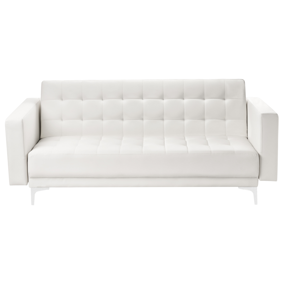Sofa Bed ABERDEEN Faux Leather White 3 Seater