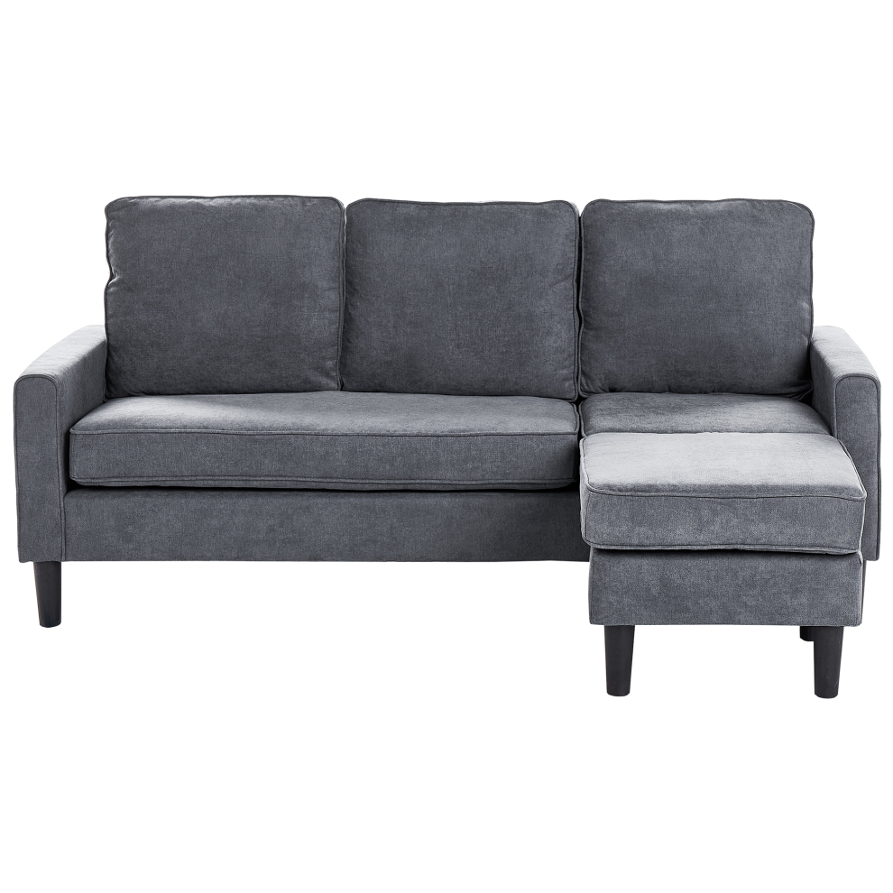 Sofa AVESTA Fabric Dark Grey with Ottoman 3 Seater