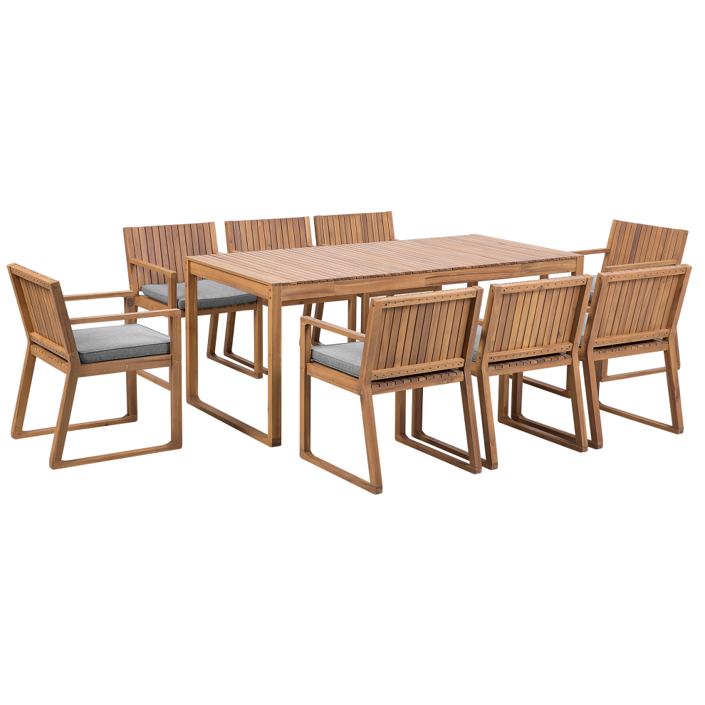 Garden Dining Set 8 Seater SASSARI with Cushions Acacia Wood Grey
