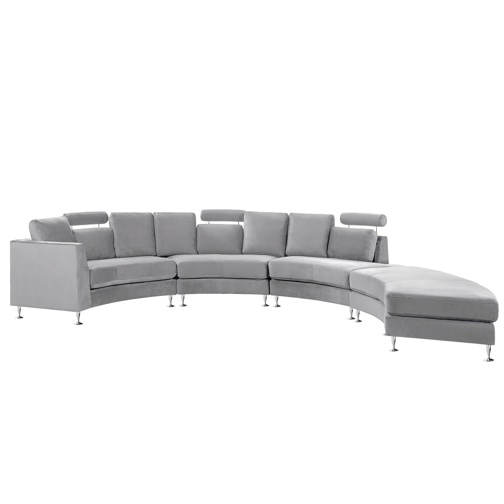 Curved Sofa ROTUNDE Velvet Light Grey 7 Seater