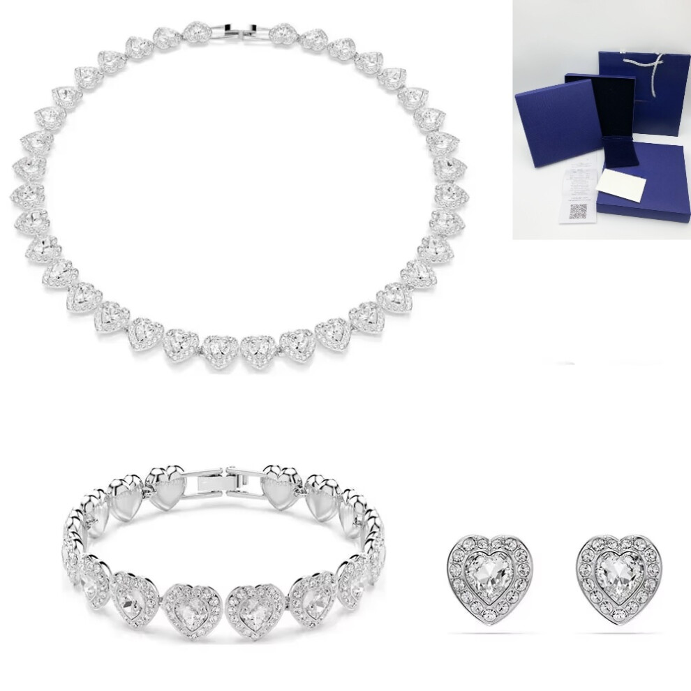 (6) 2025 Hot Sale Good Brand Silver Color  Ariana Grande Tennis Heart Angelic Bracelet Women's Romantic Luxury Jewelry Gifts Set