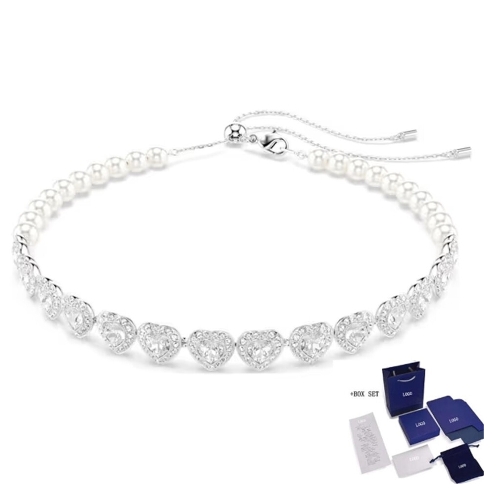 (7) 2025 Hot Sale Good Brand Silver Color  Ariana Grande Tennis Heart Angelic Bracelet Women's Romantic Luxury Jewelry Gifts Set