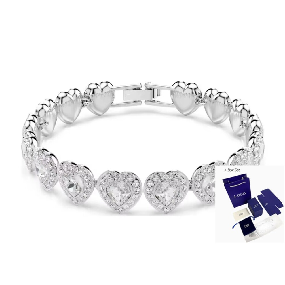 (3) 2025 Hot Sale Good Brand Silver Color  Ariana Grande Tennis Heart Angelic Bracelet Women's Romantic Luxury Jewelry Gifts Set
