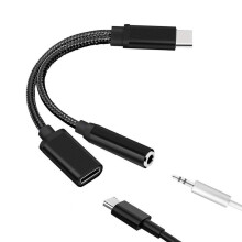 Type C to 3.5mm Charge Audio Adapter for Smartphone Splitter