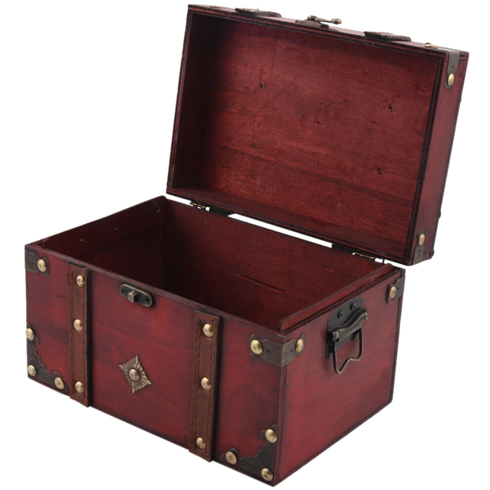 Markenlos Retro Treasure Chest Vintage Wooden Storage Box Antique Style Big