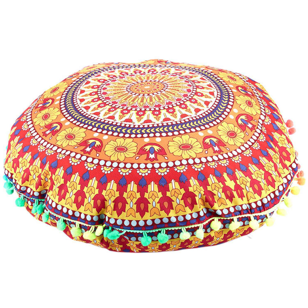 Markenlos Indian Mandala Floor Pillows Round Bohemian Cushion Pillows Cover #13
