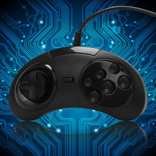 Gamepad bedraad 6-toetsen USB-gamecontroller Joypad voor zwart plastic 2