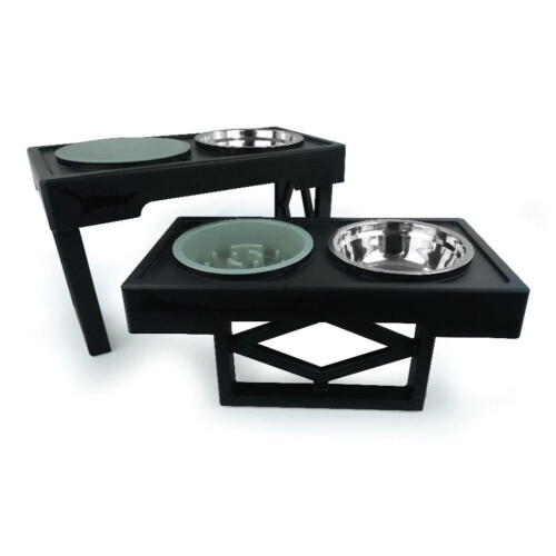 HugglePets HugglePets Adjustable Pet Dog Double Diner with Slow Feeder