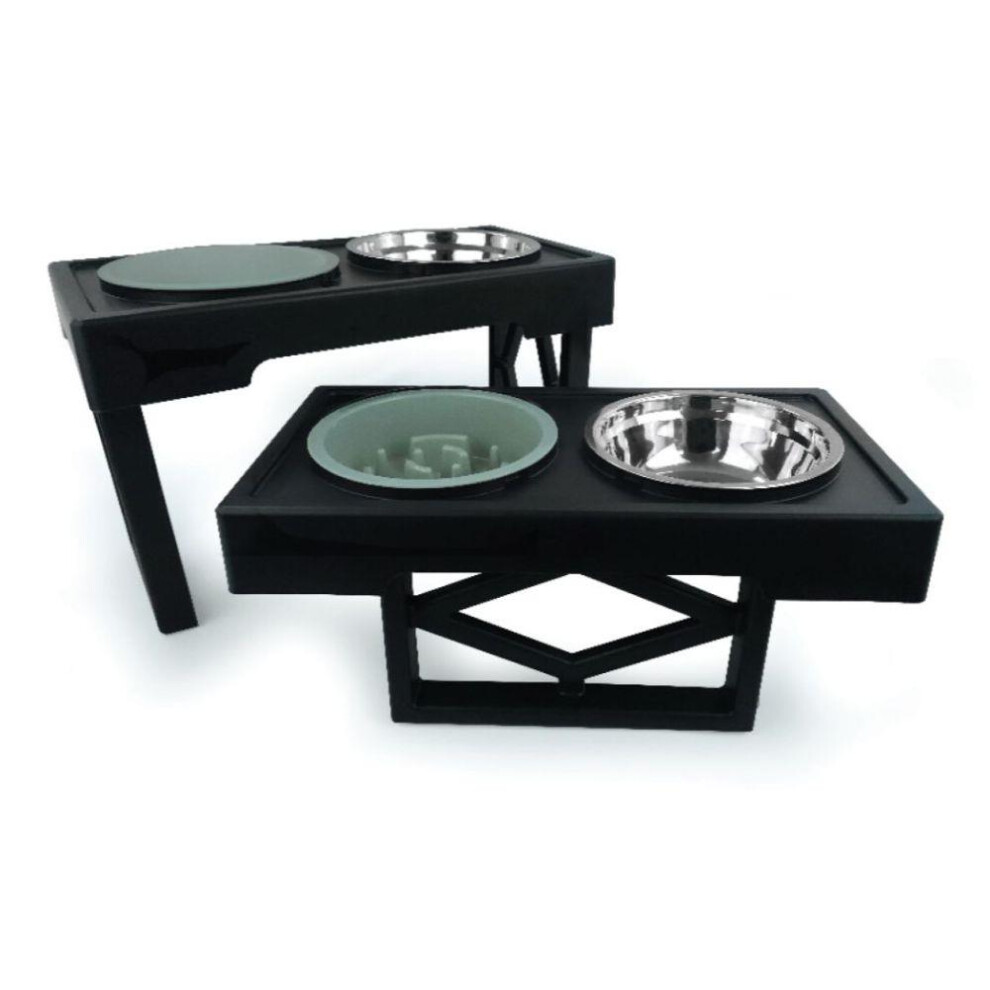 Hugglepets Adjustable Pet Dog Double Diner With Slow Feeder