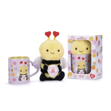 Posh Paws Swizzels Love Hearts Bethany Bumble Bee 'Bee Mine' 11OZ Mug & Plush Gift Set, Purple, 37743 - Plush Soft Toy