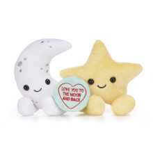Swizzels Love Hearts 5.5" / 13cm "Love You To The Moon And Back" Moon & Star Plush Pairs Soft Toy - Plush Soft Toy