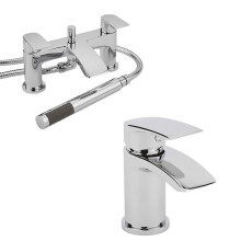 Milano Razor - Modern Mono Bathroom Basin Mixer Tap Bath Tap Hand Shower Handset Kit - Chrome