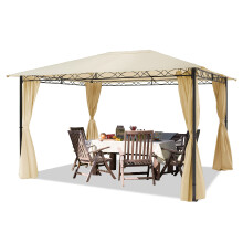 TOOLPORT Garden pavilion 3x4 m waterproof pavilion with 4 side panels curtains garden tent approx. 180g/m? in beige roof tarpaulin party tent