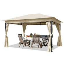 TOOLPORT Garden pavilion 3x4 m approx. 180g/m? waterproof tarpaulin gazebo, 4-sided garden tent champagne colours Party tent