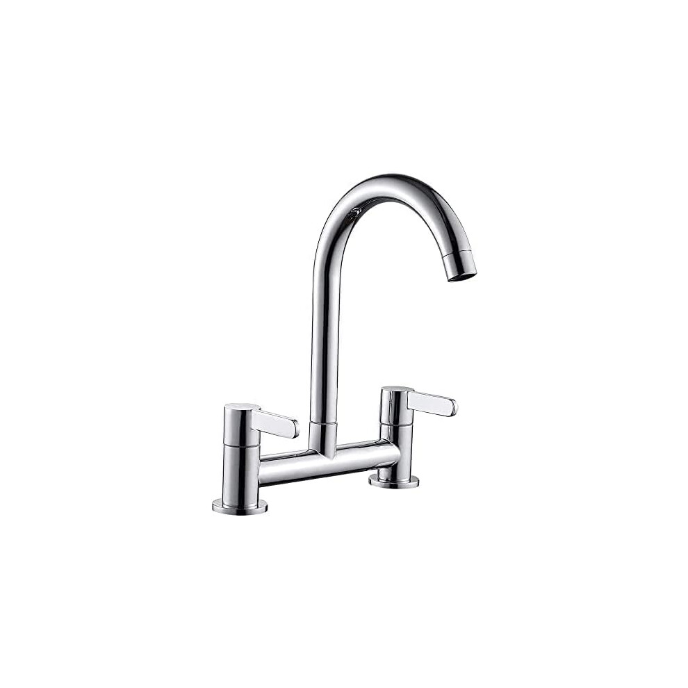 Kitchen Sink Mixer Taps, 2 Hole Kitchen Faucet, 360? Swivel Spout Dual Lever Sink Mixer Tap, Deck Mounted Kitchen Taps, Cold And Hot Mixer Tap, Sink 7395802883634