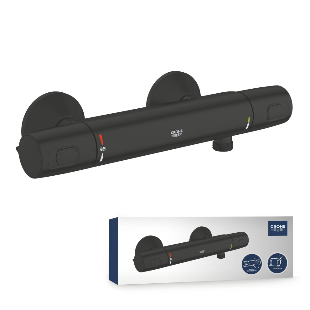 GROHE Precision Trend - Exposed Thermostatic Anti-Scald Shower Mixer (Wall-Mounted, Safety Functions, Water Saving, Cool Touch, Ergonomically Shaped