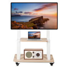 Mobile TV Stand Rolling TV cart for 32-75 Inch Rolling TV Stand with Wheels Flat/Curved LED/LCD/OLED Height Adjustable Heavy-Duty Portable TV Floor