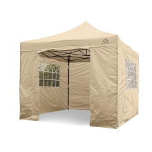 All Seasons Gazebos 3x3m Heavy Duty Fully Waterproof Pop up Gazebo With 4 Side Walls and Accessory Pack - Beige