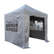 All Seasons Gazebos 2.5x2.5m Heavy Duty Fully Waterproof Pop up Gazebos and 4 Premium Side Walls - Metallic Grey