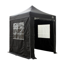 All Seasons Gazebos 2x2 Fully Waterproof, Heavy Duty Pop Up Gazebo With 4 Zip up Sides and Accessories ? Black