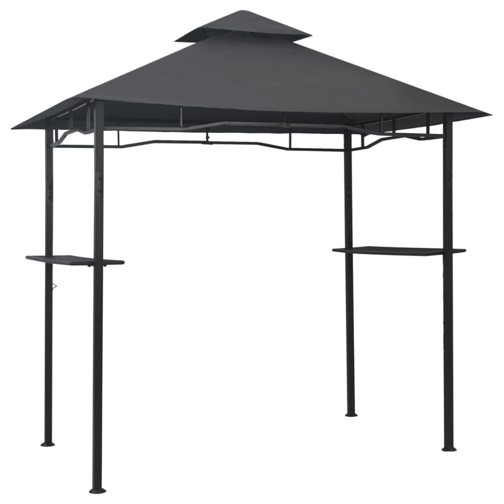vidaXL BBQ Gazebo 240x150x255 cm - Sturdy Steel Construction - Anthracite Colour - Weatherproof and Fire-Retardant Double Layer Roof - Two Bar