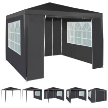 Event Gazebo with 4 Side Panels, Outdoor Waterproof Party Tent Marquee with Coated Steel Frame (Grey, 3X3M)